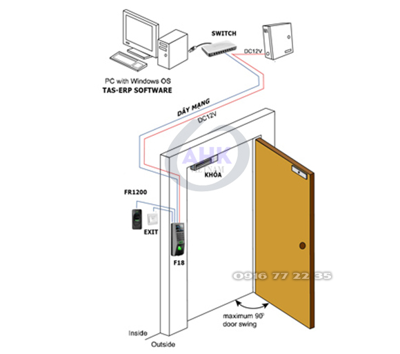 Khóa cửa vân tay 2 chiều kiêm chấm công cho công ty